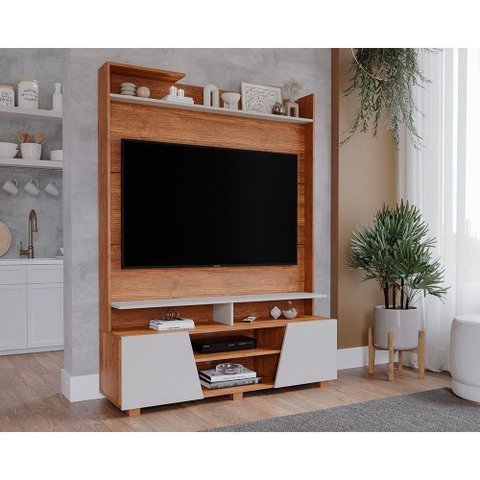 Painel Home P- Tv até 55 Pol Master C- 2 Prateleiras e Pés 135x183cm Cinamomo-off White - Permó