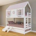 Ver imagem 1 de Treliche Casinha Bela com Coração Kit Escada/escorregador - Madeira Maciça Branco/rosa | Housin