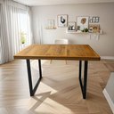 Ver imagem 1 de Mesa de Jantar Industrial Tampo Madeira Maciça 120x80x78cm.:tampo de Teca