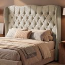 Ver imagem 5 de Cabeceira Cama Box King Size Alora 195cm Estofada Capitonê Moderna Linho Bege - Abmaza