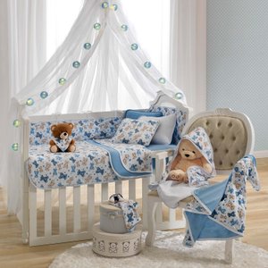 Kit 3 peças Protetor de Berço Vivaldi Baby Urso Azul Ref: 66.01.0022/3120