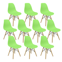 Ver imagem 3 de Kit 10 Cadeiras Charles Eames Eiffel Wood Design Verde Claro