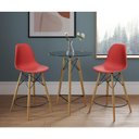 Ver imagem 1 de Mesa Bistrô Eames Eiffel Vidro com 2 Banquetas Vermelhas de Madeira