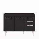 Ver imagem 7 de Balcão Gabinete para Pia 120cm 3 Portas sem Tampo Suécia Preto - Lumil Lumil Móveis