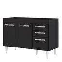 Ver imagem 1 de Balcão Gabinete para Pia 120cm 3 Portas sem Tampo Suécia Preto - Lumil Lumil Móveis