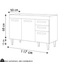 Ver imagem 4 de Balcão Gabinete para Pia 120cm 3 Portas sem Tampo Suécia Preto - Lumil Lumil Móveis