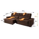 Ver imagem 2 de Sofá Retrátil Reclinável 2,50m Albany Suede Velut Marrom Molas Ensacadas - King House
