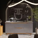 Ver imagem 2 de Aparador Buffet 2 Portas 2 Gavetas Balcão Multiuso Cinza