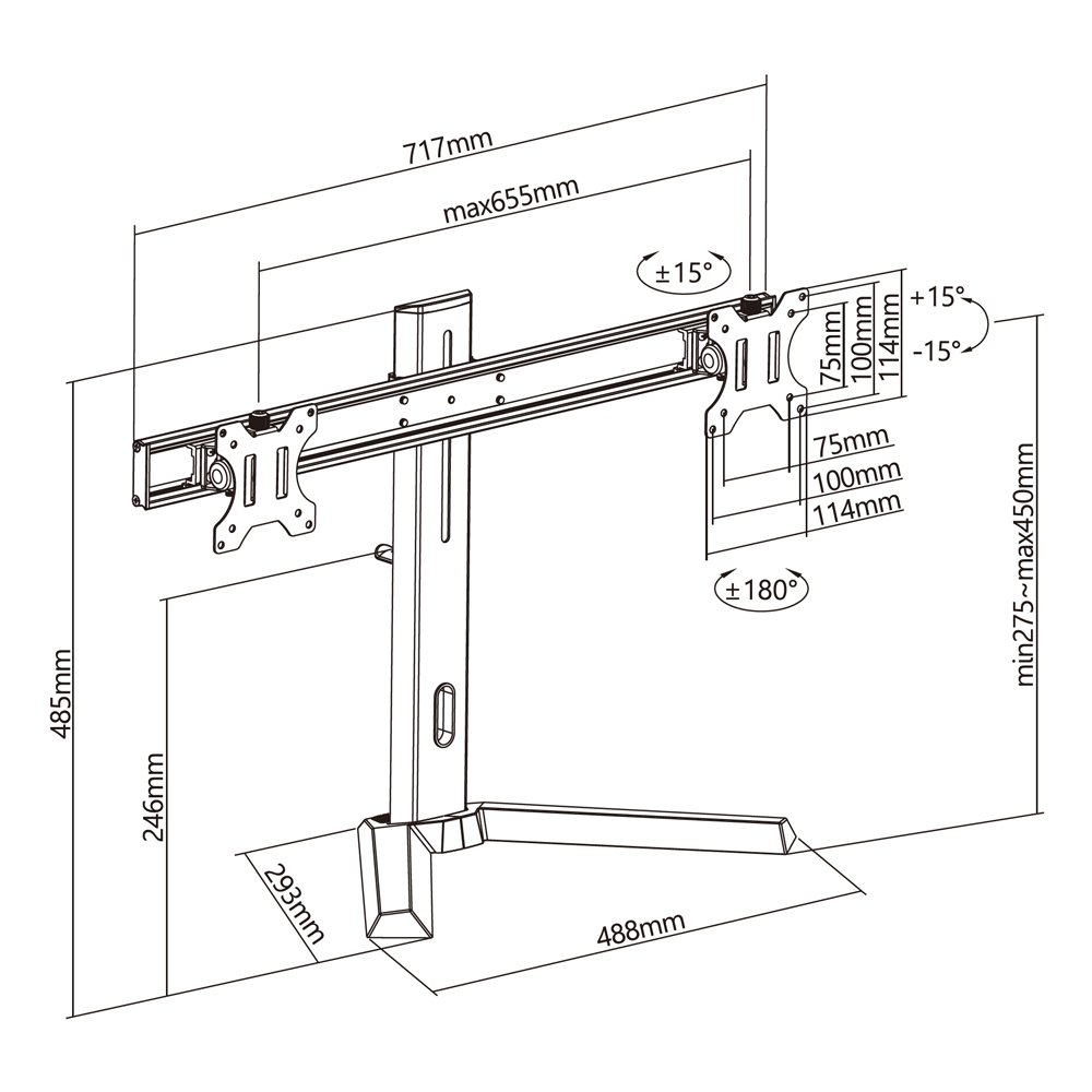 Suporte Articulado de Mesa P/ 2 Monitores até 27'' - Elg - 9