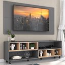 Ver imagem 3 de Rack com Painel e Suporte TV 65" com Nichos e Rodízios Jazz Multimóveis V1038