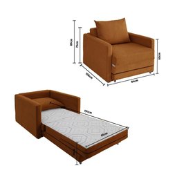 Poltrona Sofá Cama Solteiro 85cm Trento Terracota Estofama - 5