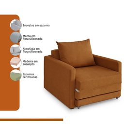 Poltrona Sofá Cama Solteiro 85cm Trento Terracota Estofama - 7