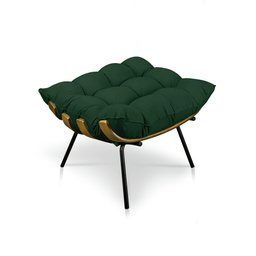 Kit Poltrona Costela com Puff Para Sala Veludo Verde - 8
