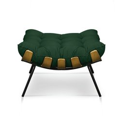 Kit Poltrona Costela com Puff Para Sala Veludo Verde - 6