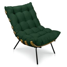 Kit Poltrona Costela com Puff Para Sala Veludo Verde - 3