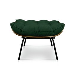 Kit Poltrona Costela com Puff Para Sala Veludo Verde - 7