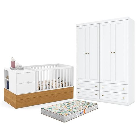 Berço Americano Multifuncional Formare Branco Freijó - Matic e guarda Roupa Infantil Americano 4 por