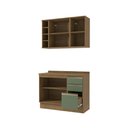 Ver imagem 5 de Armário de Cozinha Compacta Garrafeiro 100% Mdf 120cm Nogueira/verde Celeste Kappesberg
