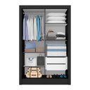 Ver imagem 2 de Guarda Roupa Solteiro Nanda 2 Pts Preto Fosco - Moveis Arapongas Preto Fosco