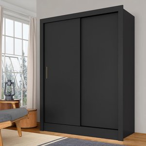 Guarda Roupa Solteiro Nanda 2 Pts Preto Fosco - Moveis Arapongas Preto Fosco