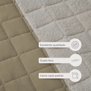 Ver imagem 7 de Kit Colcha Cobre Leito Matelado Dupla Face Casal Padrão 3 Pçs Sherpa Pele de Carneiro 180 Fios Cáqui