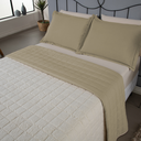Ver imagem 2 de Kit Colcha Cobre Leito Matelado Dupla Face Casal Padrão 3 Pçs Sherpa Pele de Carneiro 180 Fios Cáqui