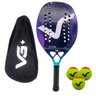 Kit com Raquete de Beach Tennis Shine 12 K Carbon com 3 Bolas e Bolsa de Transporte VG Plus - 1