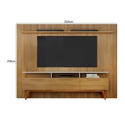 Rack Bancada São Paulo com Painel Curitiba Cinamomo/off White para Tv até 75” - Valdemóveis - 4
