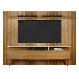 Rack Bancada São Paulo com Painel Curitiba Cinamomo/off White para Tv até 75” - Valdemóveis - 1