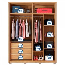 Guarda-roupa Solteiro Gladiador 4 Portas 3 Gavetas com Espelho Buriti/fendi - Caemmun - 3