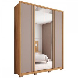 Guarda-roupa Solteiro Gladiador 4 Portas 3 Gavetas com Espelho Buriti/fendi - Caemmun - 2