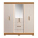 Ver imagem 5 de Guarda Roupa Casal com Espelho 6 Portas 3 Gavetas em MDF Select Freijó Trend/Off White Marrom