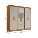 Ver imagem 4 de Guarda Roupa Casal com Espelho 6 Portas 3 Gavetas em MDF Select Freijó Trend/Off White Marrom