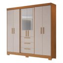 Ver imagem 3 de Guarda Roupa Casal com Espelho 6 Portas 3 Gavetas em MDF Select Freijó Trend/Off White Marrom