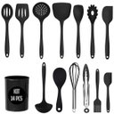 Ver imagem 1 de Kit Utensilios Cozinha Silicone Jogo 14 Peças Inox Colheres