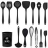 Kit Utensilios Cozinha Silicone Jogo 14 Peças Inox Colheres - 1