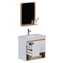 Ver imagem 4 de Armário Banheiro Madeira 60cm Verbena Jequitibá Branco com Lavatório - P103373 - Cozimax Armario Ban