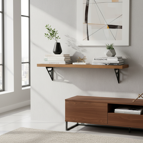 4 Suportes de Parede Mãos Francesa para Prateleira Aço Triangular Moderno Decoração Organização