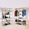 Conjunto Closet De Madeira Aberto E Cabideiro Triplo Para Área De Serviço Com Varão - 1