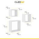 Ver imagem 2 de Kit 3 Nichos Prateleiras Decorativos Quadrado 30 Cm Sala Quarto Escritório Mdp Branco - Clicklar