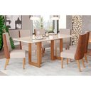 Ver imagem 1 de Conjunto Mesa Sala Jantar Yara com Tampo Madeirado com Vidro Curvo 200x90cm e 6 Cadeiras Anne Nature