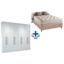 Ver imagem 1 de Cama Box Casal + Colchão Scotland Herval + Guarda Roupa Master Vip 8.4 Branco