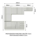 Ver imagem 4 de Armário de Cozinha Compacta 100% MDF 260cm Portas Branco Brilho Acordes Madesa 02