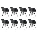 Ver imagem 1 de Conjunto 8 Cadeiras Eames com Braço Preta Pés em Polipropileno Preto