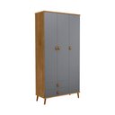 Ver imagem 3 de Guarda Roupa Jujuba MDF Cinza e Nature 3 Portas 2 Gavetas Infantil Organizador Quarto Criança