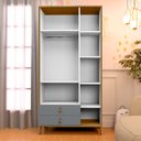 Ver imagem 2 de Guarda Roupa Jujuba MDF Cinza e Nature 3 Portas 2 Gavetas Infantil Organizador Quarto Criança
