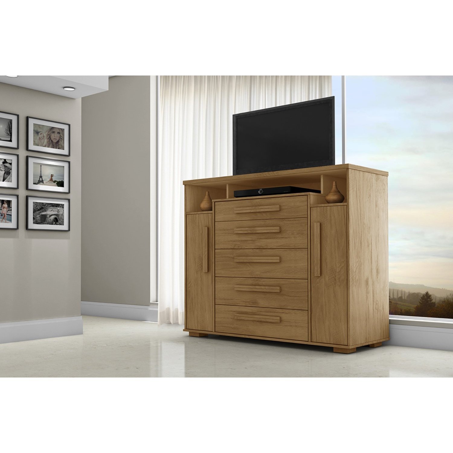 Cômoda 2 Portas 5 Gavetas Sapateira com Espelho Interno Primavera Incabrás Menor preço em Cômoda 2 Portas 5 Gavetas Sapateira com Espelho Interno Primavera Incabrás