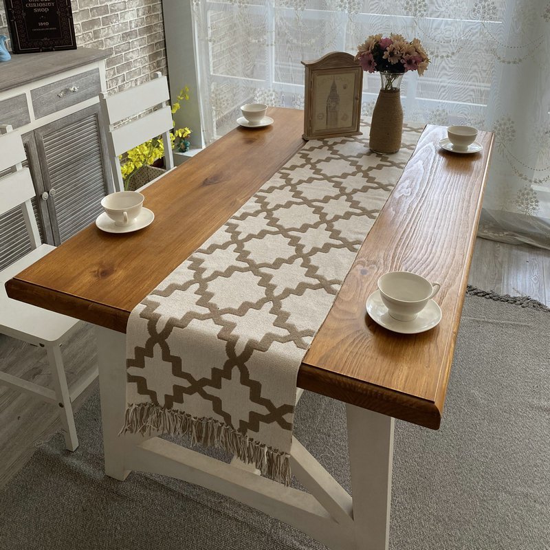 Linho de algodão de luxo corredor mesa buffalo xadrez borla mesa de casamento decoração chá café mes
