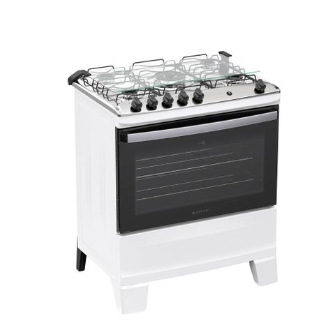 Fogão a Gás Atlas Agile Up 5 Bocas 82 Litros Mesa Inox Automático Branco