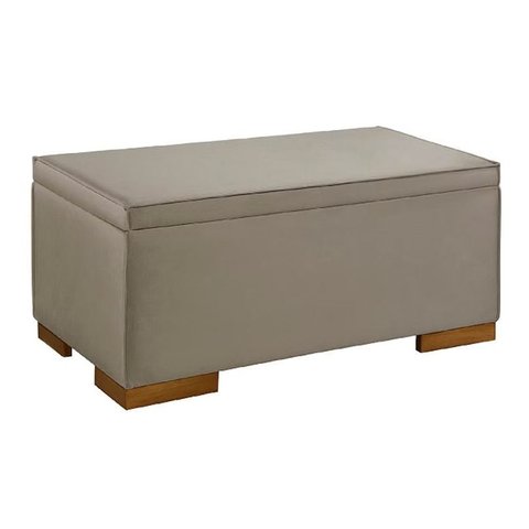 Puff com Baú 1,20m em Tecido Tipo Linho